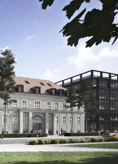 Neubau Bürogebäude i2 und i3 - Sanierung denkmalgeschützte Villa. | © Rohde & Schwarz